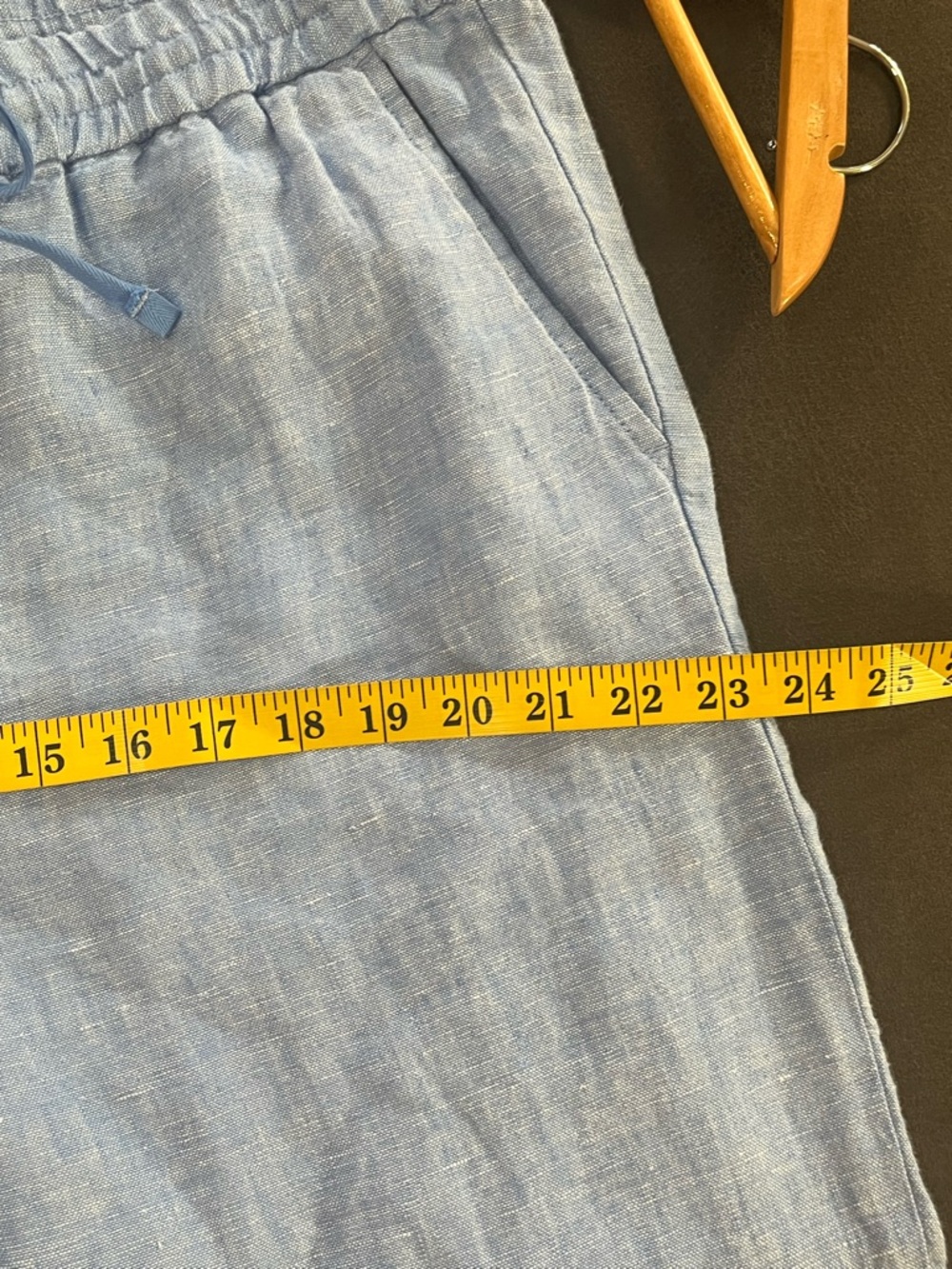 Talbots Sky Blue Wide-Leg Linen Drawstring Pants - Picture 13 of 14
